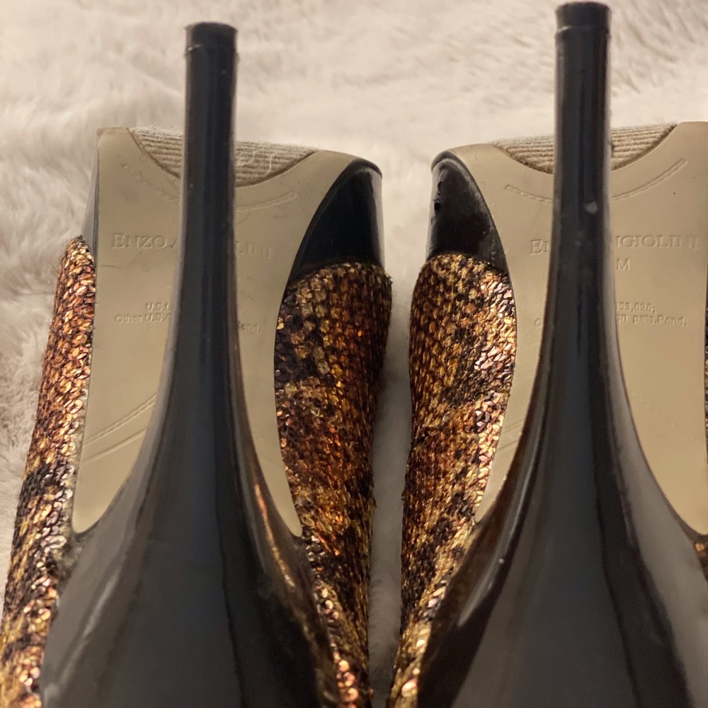 Worn Once! Enzo Angiolini Easmiles Sequin/Snake Pump SZ 7.5M - Picture 2 of 5